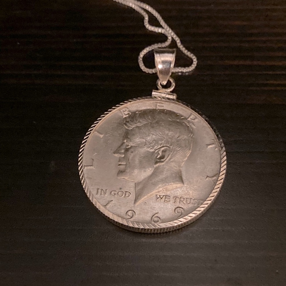 1969 JFK Silver Half Dollar Necklace